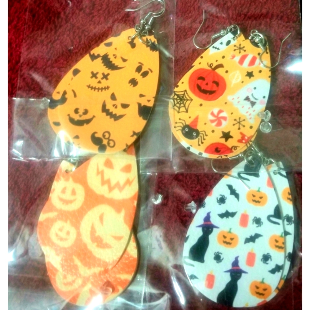 4 Pair Happy Halloween Earrings
